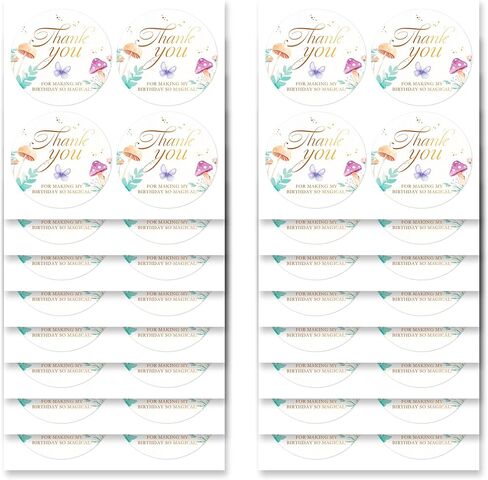 Mobiusea Fairy Thank You Stickers | 60pcs 2×2 inch Gold Foil Fairy Birthday Stickers, Waterproof & Tear-Resistant Labels for Party Favors and Gift Bags in Kuwait