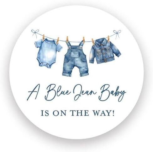 Blue Jean Denim Baby Shower Favor Stickers - Set of 60 in Kuwait