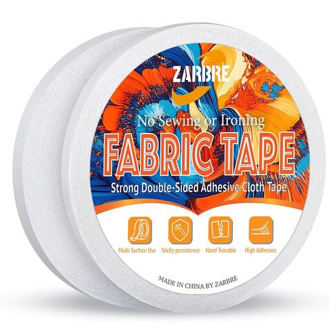 Double-Sided Sticky Fabric Tape (2 Rolls) - No Sewing or Ironing, Gluing - Strong Adhesive Hemming Tape for Clothes, Pants, Curtains, Crafts and DIY Projects (1/4inch+1/2inch) in Saudi Arabia