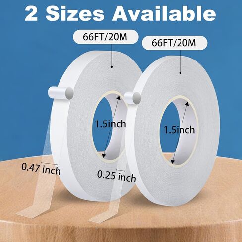 Double-Sided Sticky Fabric Tape (2 Rolls) - No Sewing or Ironing, Gluing - Strong Adhesive Hemming Tape for Clothes, Pants, Curtains, Crafts and DIY Projects (1/4inch+1/2inch) in Saudi Arabia