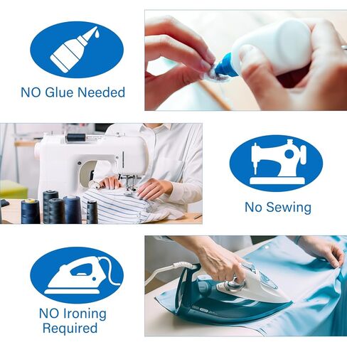 Double-Sided Sticky Fabric Tape (2 Rolls) - No Sewing or Ironing, Gluing - Strong Adhesive Hemming Tape for Clothes, Pants, Curtains, Crafts and DIY Projects (1/4inch+1/2inch) in Saudi Arabia