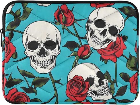 Quilted Laptop Sleeve,Bumps and Scratches,Skull Rose Pattern Laptop Protective Case for 13-14 inch MacBook Air/MacBook Pro, Notebook, Chromebook Computer in Saudi Arabia