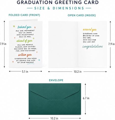 Graduation Congratulations Card with Envelope, Inspirational Greeting Card for High School College Graduate, Graduation Gift for Her Him in Saudi Arabia