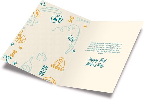 Prime Greetings First Father's Day Card, 1st Fathers Day Card, Made in America, Eco-Friendly, Thick Card Stock with Premium Envelope 5in x 7.75in, Packaged in Protective Mailer in Kuwait