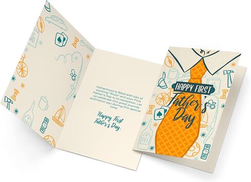 Prime Greetings First Father's Day Card, 1st Fathers Day Card, Made in America, Eco-Friendly, Thick Card Stock with Premium Envelope 5in x 7.75in, Packaged in Protective Mailer in Kuwait