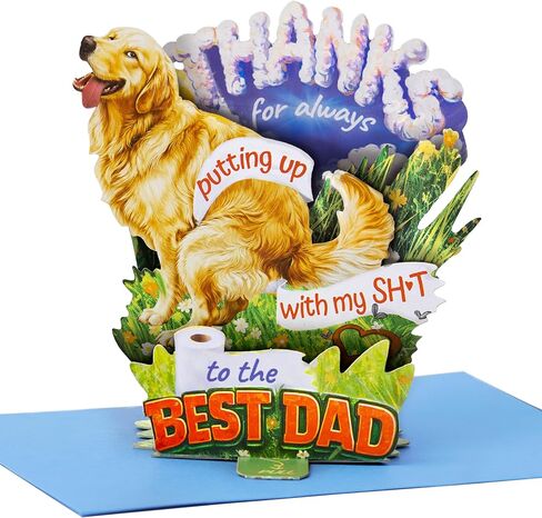 Wiping My Stuff Pop Up Card، بطاقة تهنئة ثلاثية الأبعاد بموضوع الكلب، مقاس 7 × 5 بوصات، شكرًا لك يا أبي، أفضل أب، هدية لعيد الأب، الأب، زوج الأم، الأب في القانون، الأب الروحي، تتضمن مظروفًا وملاحظة رسالة in Kuwait
