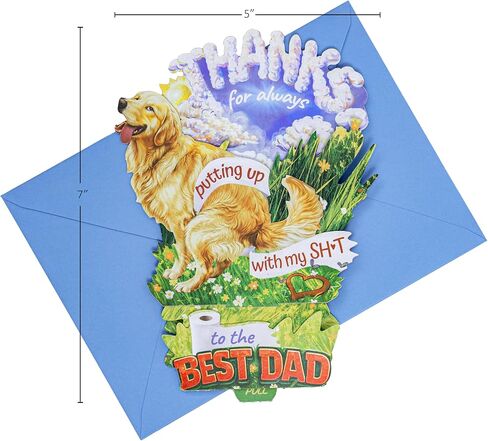 Wiping My Stuff Pop Up Card، بطاقة تهنئة ثلاثية الأبعاد بموضوع الكلب، مقاس 7 × 5 بوصات، شكرًا لك يا أبي، أفضل أب، هدية لعيد الأب، الأب، زوج الأم، الأب في القانون، الأب الروحي، تتضمن مظروفًا وملاحظة رسالة in Kuwait