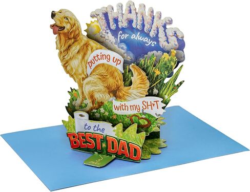 Wiping My Stuff Pop Up Card، بطاقة تهنئة ثلاثية الأبعاد بموضوع الكلب، مقاس 7 × 5 بوصات، شكرًا لك يا أبي، أفضل أب، هدية لعيد الأب، الأب، زوج الأم، الأب في القانون، الأب الروحي، تتضمن مظروفًا وملاحظة رسالة in Kuwait