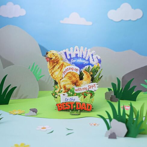 Wiping My Stuff Pop Up Card، بطاقة تهنئة ثلاثية الأبعاد بموضوع الكلب، مقاس 7 × 5 بوصات، شكرًا لك يا أبي، أفضل أب، هدية لعيد الأب، الأب، زوج الأم، الأب في القانون، الأب الروحي، تتضمن مظروفًا وملاحظة رسالة in Kuwait