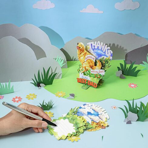 Wiping My Stuff Pop Up Card، بطاقة تهنئة ثلاثية الأبعاد بموضوع الكلب، مقاس 7 × 5 بوصات، شكرًا لك يا أبي، أفضل أب، هدية لعيد الأب، الأب، زوج الأم، الأب في القانون، الأب الروحي، تتضمن مظروفًا وملاحظة رسالة in Kuwait