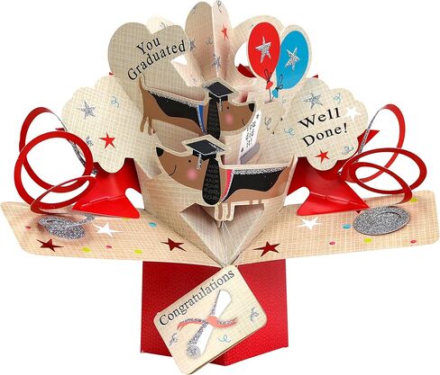 Iconikal Pop Up 3D Graduation Greeting Card With Envelope, Smart Puppy in Saudi Arabia