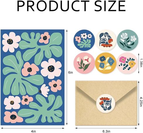 24 Pack Floral Blank Cards with Envelopes, 8 Abstract Flower Designs Greeting Cards for Wedding, Baby Shower, Business and All Occasions, 4x6 in in Saudi Arabia