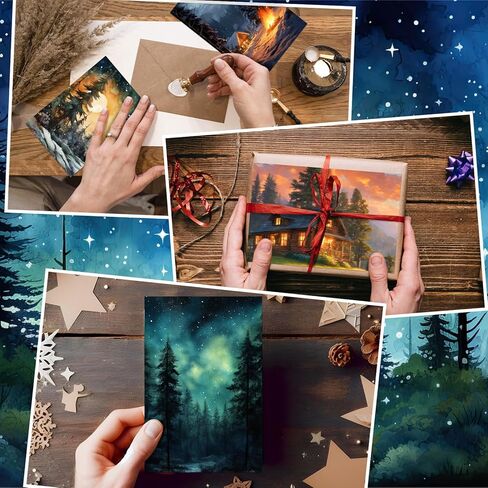 Motiskyy 100 Pcs Whimsical Watercolor Illustration Starry Night Sky Blank Greeting Cards 4x6, Blank Cards, 10 Designs Stationary Set for All Occasions with Matching Rustic Envelopes and Stickers in Kuwait