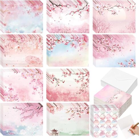 Motiskyy 100 Pcs Whimsical Watercolor Illustration Starry Night Sky Blank Greeting Cards 4x6, Blank Cards, 10 Designs Stationary Set for All Occasions with Matching Rustic Envelopes and Stickers in Kuwait