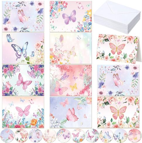 Motiskyy 100 Pcs Whimsical Watercolor Illustration Starry Night Sky Blank Greeting Cards 4x6, Blank Cards, 10 Designs Stationary Set for All Occasions with Matching Rustic Envelopes and Stickers in Kuwait