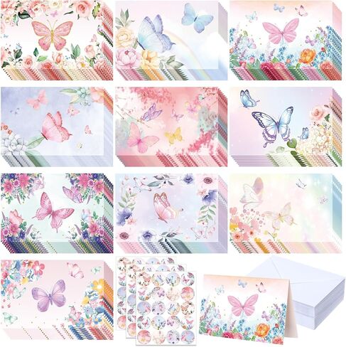 Motiskyy 100 Pcs Whimsical Watercolor Illustration Starry Night Sky Blank Greeting Cards 4x6, Blank Cards, 10 Designs Stationary Set for All Occasions with Matching Rustic Envelopes and Stickers in Kuwait