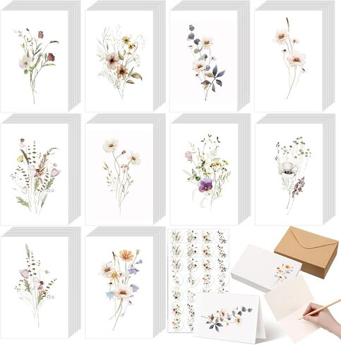 Motiskyy 100 Pcs Whimsical Watercolor Illustration Starry Night Sky Blank Greeting Cards 4x6, Blank Cards, 10 Designs Stationary Set for All Occasions with Matching Rustic Envelopes and Stickers in Kuwait