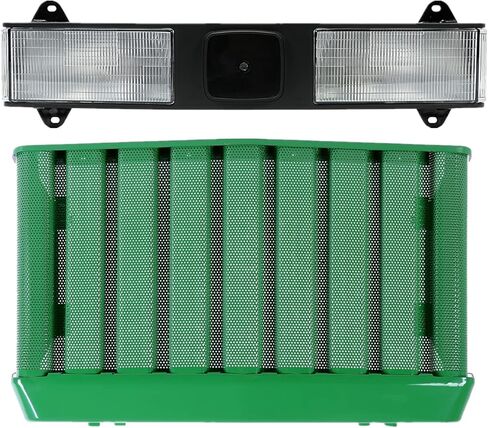 HECASA Front Bar Headlight and Hood Grille Compatible with John Deere 670 770 790 870 970 990 1070 Bar Light and Grille Replacement for LVA802641 and AM876800 2 Packages in Kuwait
