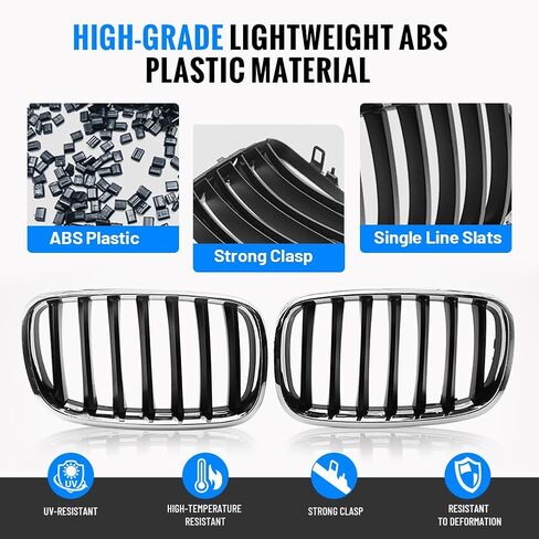 Three T Gloss Black Front Grille Kidney Grills Compatible with for BMW E70 X5 & E71 X6 2008-2013 | Premium ABS Material | Double-Slat Design | Set of 2 in Saudi Arabia