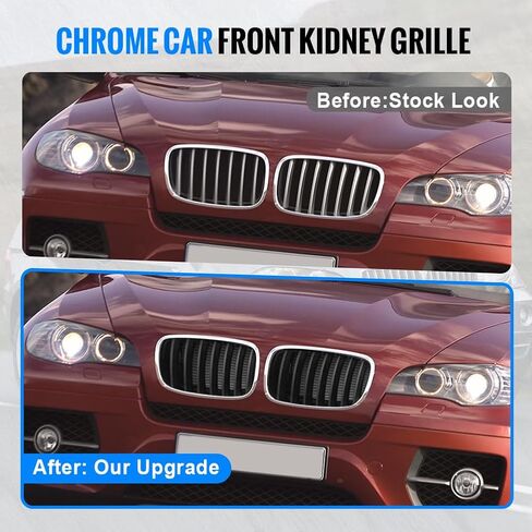 Three T Gloss Black Front Grille Kidney Grills Compatible with for BMW E70 X5 & E71 X6 2008-2013 | Premium ABS Material | Double-Slat Design | Set of 2 in Saudi Arabia