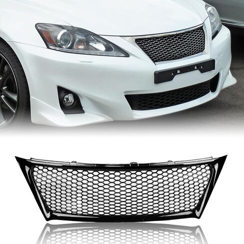 Car Front Bumper Grille Mesh Grill For Lexus IS250 2011-2013 Matte/Glossy Black Carbon Fiber Look Honeycomb Style in Saudi Arabia