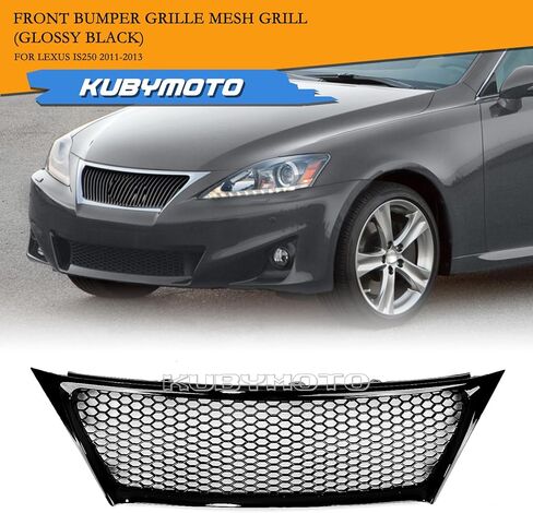 Car Front Bumper Grille Mesh Grill For Lexus IS250 2011-2013 Matte/Glossy Black Carbon Fiber Look Honeycomb Style in Saudi Arabia