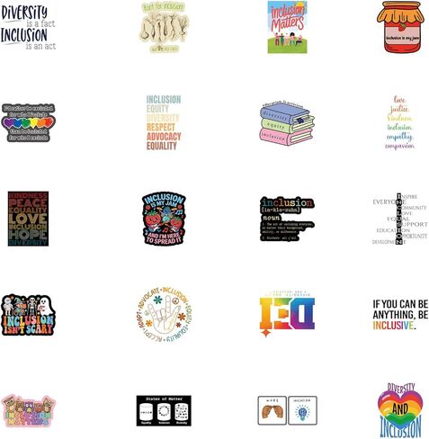 64pcs Inclusion Stickers Pack，Cute Cartoon Aesthetic Waterproof Stickers，Vinyl Art Water Bottle,Skateboard,Laptop,Phone,Journaling,Scrapbooking Decals in Saudi Arabia