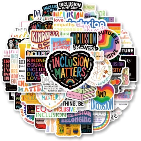 64pcs Inclusion Stickers Pack，Cute Cartoon Aesthetic Waterproof Stickers，Vinyl Art Water Bottle,Skateboard,Laptop,Phone,Journaling,Scrapbooking Decals in Saudi Arabia