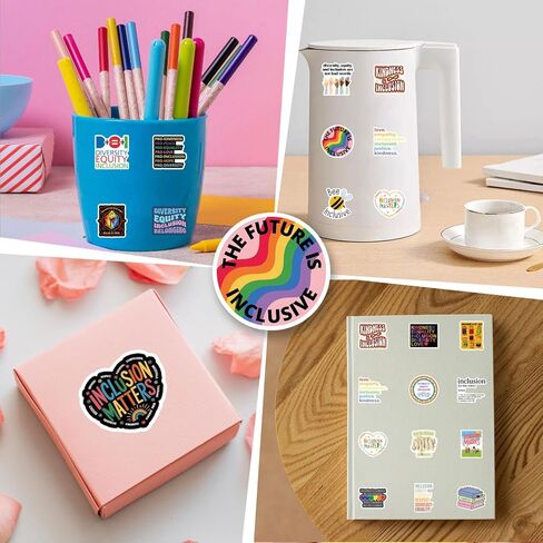 64pcs Inclusion Stickers Pack，Cute Cartoon Aesthetic Waterproof Stickers，Vinyl Art Water Bottle,Skateboard,Laptop,Phone,Journaling,Scrapbooking Decals in Saudi Arabia