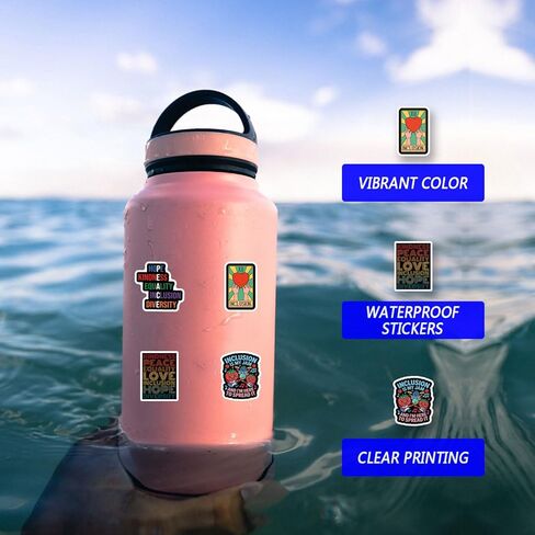 64pcs Inclusion Stickers Pack，Cute Cartoon Aesthetic Waterproof Stickers，Vinyl Art Water Bottle,Skateboard,Laptop,Phone,Journaling,Scrapbooking Decals in Saudi Arabia