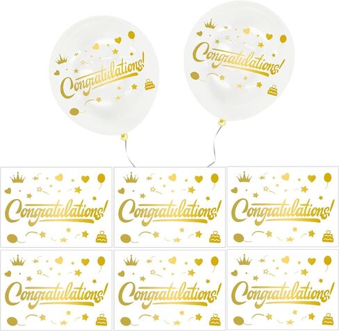 Congratulations Balloon Stickers Congratulations Bobo Balloon Decorations Gold Heart Star Letter Sticker Decals for Graduation Wedding Birthday Party Balloons DIY Supplies 6Pcs in Saudi Arabia