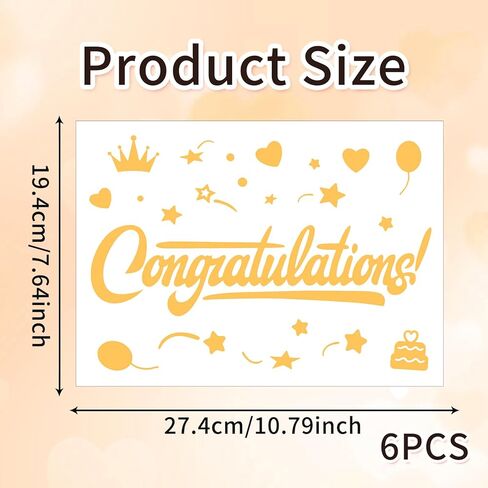 Congratulations Balloon Stickers Congratulations Bobo Balloon Decorations Gold Heart Star Letter Sticker Decals for Graduation Wedding Birthday Party Balloons DIY Supplies 6Pcs in Saudi Arabia
