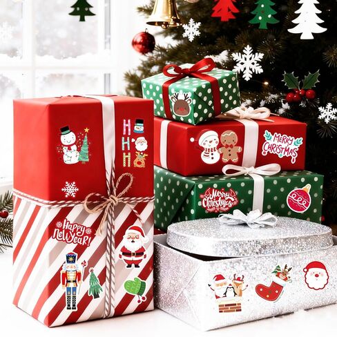 Christmas Stickers Holiday Ornament Decorations, Xmas Decals for Party Favors Stocking Stuffers, Crafts, Cards, Cute Winter Goodie Bag Fillers with Santa, Snowman, Reindeer Designs 170 PCS in Saudi Arabia