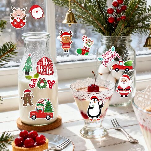 Christmas Stickers Holiday Ornament Decorations, Xmas Decals for Party Favors Stocking Stuffers, Crafts, Cards, Cute Winter Goodie Bag Fillers with Santa, Snowman, Reindeer Designs 170 PCS in Saudi Arabia