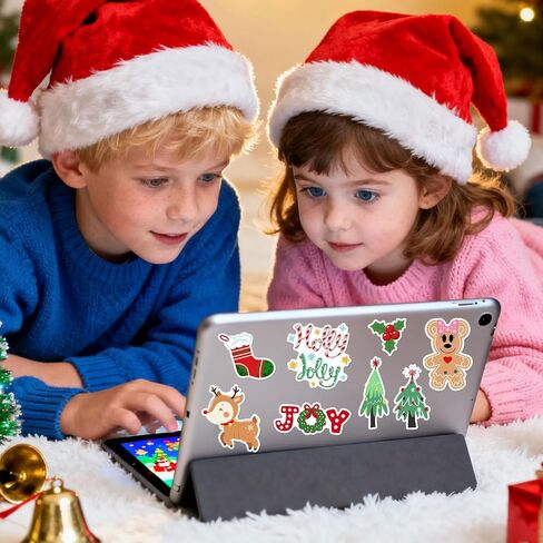 Christmas Stickers Holiday Ornament Decorations, Xmas Decals for Party Favors Stocking Stuffers, Crafts, Cards, Cute Winter Goodie Bag Fillers with Santa, Snowman, Reindeer Designs 170 PCS in Saudi Arabia