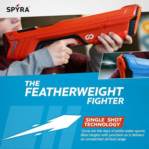 SPYRA 2 Pack Electric Water Blaster, Outdoor LED Squirt Toy, 26 Foot Range, Lightweight Design with Clear Tank for Pool Games, SpyraGO, Red in Saudi Arabia