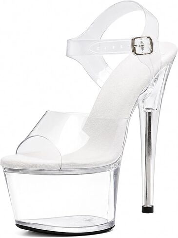 WUXIN H&P Women's 7 Inch Clear Platform Heels - Ankle-Strap Sexy Pole Dance High Heel, Exotic Dancer Shoes Stiletto 6-8 Inch in Saudi Arabia