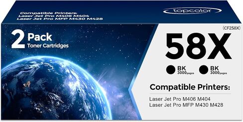 خرطوشة حبر 58A CF258A باللون الأسود متوافقة مع خرطوشة حبر HP 58A CF258A عالية الإنتاجية لطابعة HP LaserJet Pro M404n M404dn MFP M428fdw M428fdn M428dw، عبوتين مع شريحة in Kuwait