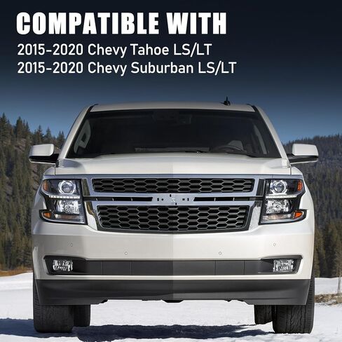 مجموعة الشبكة الأمامية متوافقة مع Chevy Tahoe/Suburban 2015-2020 المصد العلوي على شكل قرص العسل بديل مباشر 84724083 GM1200704 (كروم) in Kuwait