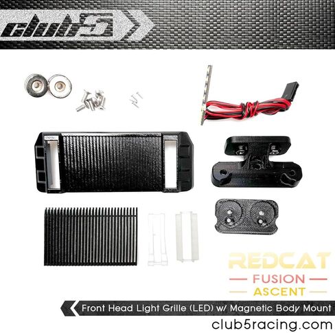 Club 5 Racing Front Head Light Grille (LED) w/Magnetic Body Mount for Redcat Ascent/Fusion in Kuwait