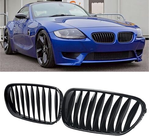 Gloss Black Front Kidney Grille Grill Compatible with 2003-2008 BMW Z4 E85 E86 Coupe Roadster Hood Racing Grilles in Saudi Arabia
