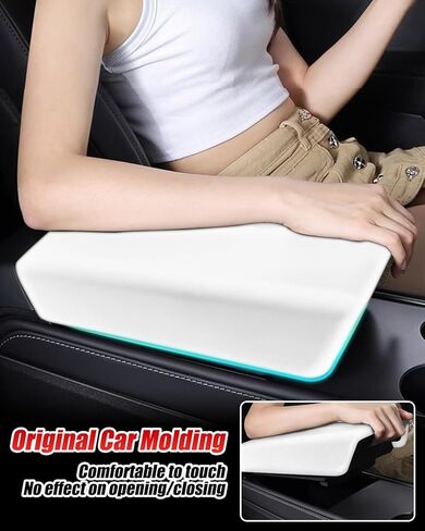 Center Console Cover for Tesla Model 3 Hanland 2024 2025, Armrest Cover Pad for Tesla Accessories (White) in Kuwait