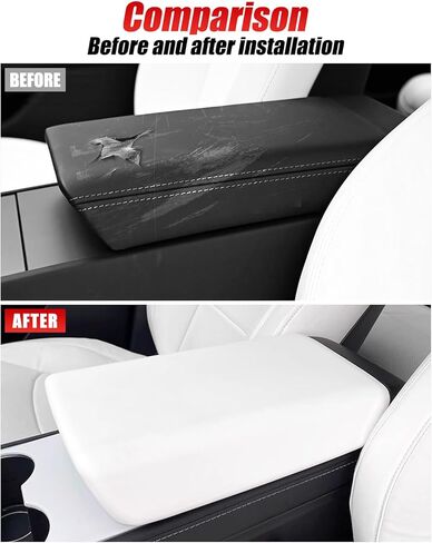 Center Console Cover for Tesla Model 3 Hanland 2024 2025, Armrest Cover Pad for Tesla Accessories (White) in Kuwait