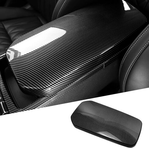 Carbon Fiber Style ABS Car Central Console Armrest Cover Armrest Cushion Cover Center Console Box Pad Compatible with Kia Stinger 2018-2023Accessories in Saudi Arabia