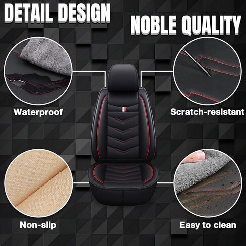Car Seat Covers Fit for Honda Civic 2000-2026, Leather Seat Covers for Car, Waterproof Non-Slip Durable Car Seat Protector(5 Seats,Black Red) in Saudi Arabia