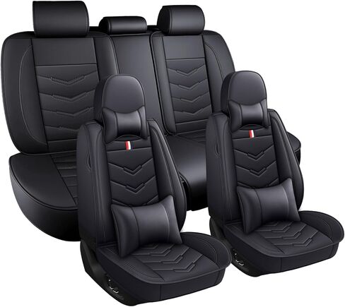 Car Seat Covers Fit for Honda Civic 2000-2026, Leather Seat Covers for Car, Waterproof Non-Slip Durable Car Seat Protector(5 Seats,Black Red) in Saudi Arabia
