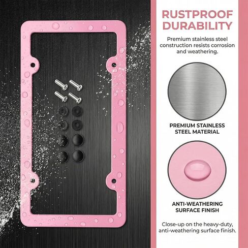 2PCS Car License Plate Frame, Rattle-Proof Automotive Front Rear Frame Protector with Screws Mounting Kit, Rust-Proof Vehicle License Plate Holder Cover Accessories, Universal Fit in Saudi Arabia