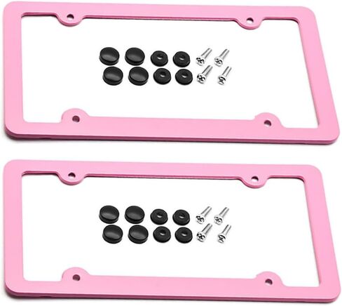 2PCS Car License Plate Frame, Rattle-Proof Automotive Front Rear Frame Protector with Screws Mounting Kit, Rust-Proof Vehicle License Plate Holder Cover Accessories, Universal Fit in Saudi Arabia