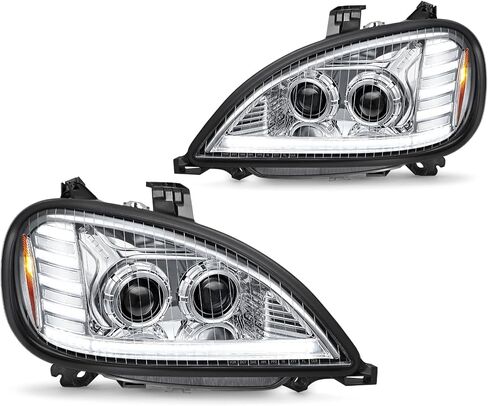 مجموعة المصابيح الأمامية LED من Partsam متوافقة مع Freightliner Columbia 1996-2017، معتمدة من DOT مع Chrome DRL لبدء الرسوم المتحركة المتسلسلة لإشارة الانعطاف العالية/المنخفضة، مصابيح علامة الشعاع العالية/المنخفضة، 6500K IP67 in Kuwait