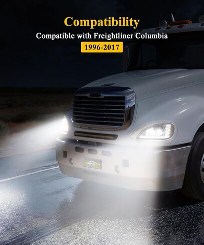 مجموعة المصابيح الأمامية LED من Partsam متوافقة مع Freightliner Columbia 1996-2017، معتمدة من DOT مع Chrome DRL لبدء الرسوم المتحركة المتسلسلة لإشارة الانعطاف العالية/المنخفضة، مصابيح علامة الشعاع العالية/المنخفضة، 6500K IP67 in Kuwait